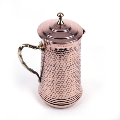 Hammered Honeycomb Copper Pitcher - Turkish Gift Buy