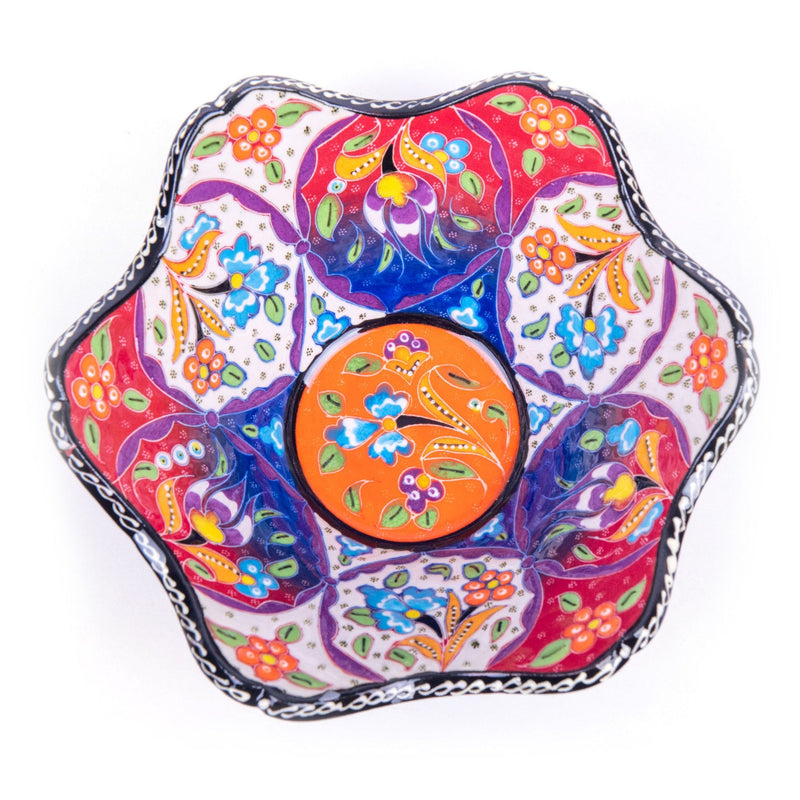 Turkish Ceramic Handmade V Relief Bowl - 20 cm (8&
