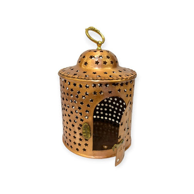 Cylindric Star Design Turkish Copper Lantern - Turkish Gift Buy