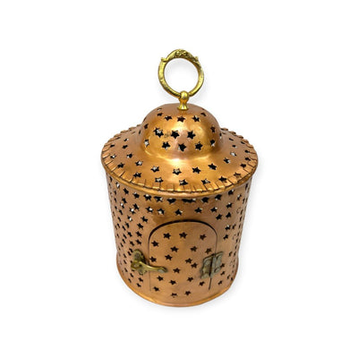 Cylindric Star Design Turkish Copper Lantern - Turkish Gift Buy