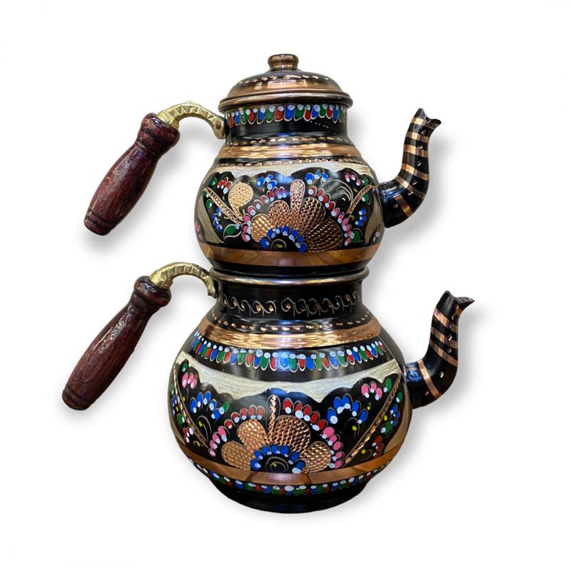 Enamel Stone Copper Turkish Teapot, Big Size - Turkish Gift Buy