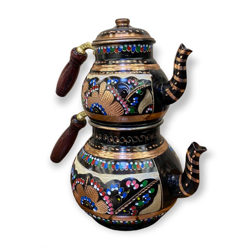 Enamel Stone Copper Turkish Teapot, Big Size - Turkish Gift Buy