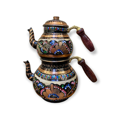 Enamel Stone Copper Turkish Teapot, Big Size - Turkish Gift Buy