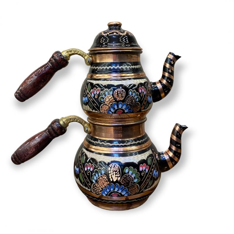 Enamel Stone Copper Turkish Teapot, Small Size - Turkish Gift Buy