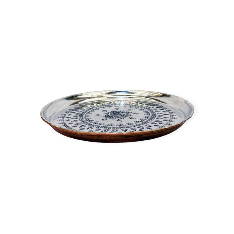 Engraved Round Copper Tray - Turkish Gift Buy