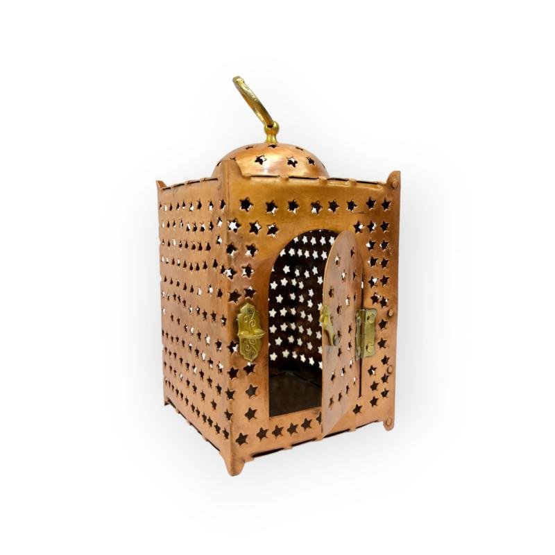 Rectangular Star Design Turkish Copper Lantern - Turkish Gift Buy