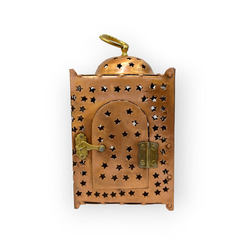 Rectangular Star Design Turkish Copper Lantern - Turkish Gift Buy