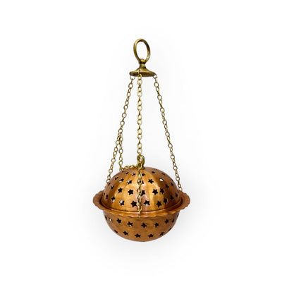 Spheric Star Design Turkish Copper Lantern With Chain - Turkish Gift Buy