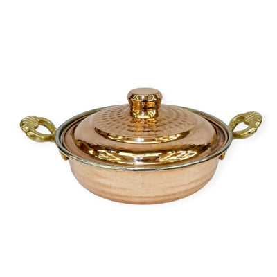 Traditional Hammered Copper Pan With Lid - 20cm - Turkish Gift Buy