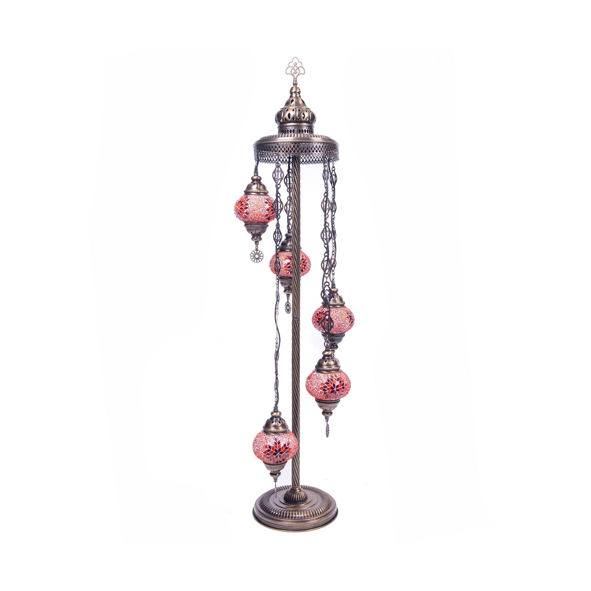 Antique Mosaic Floor Lamp With 5 Globes - No.2 Size