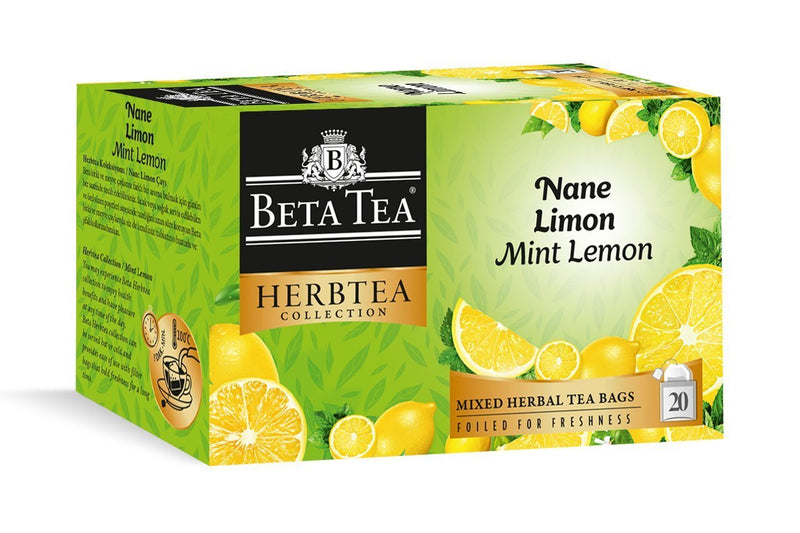 Beta Tea Mint Lemon Herbal Tea - 20 Tea Bags - Turkish Gift Buy