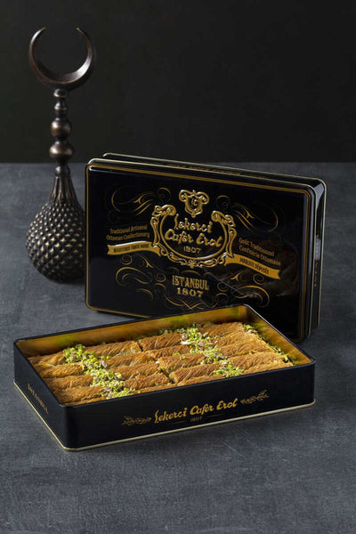 Cafer Erol Burma Kadayif With Pistachio, Brown Tin Box - 35.27oz - Turkish Gift Buy