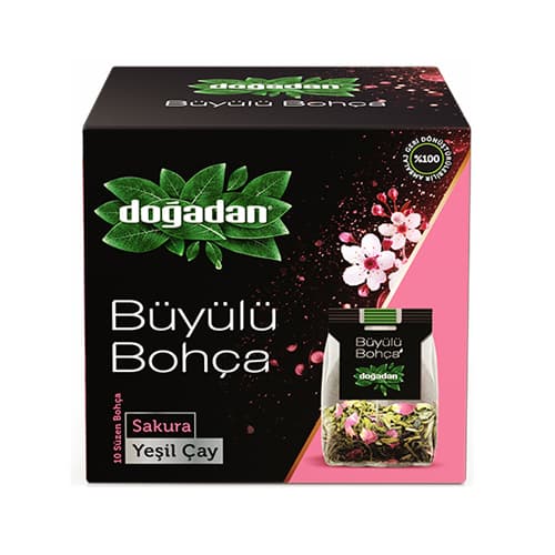 Dogadan Magical Bag Green Tea Sakura - 10 Tea Bags - Turkish Gift Buy