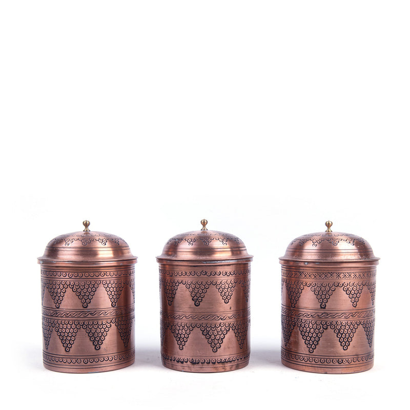 Engraved Antique Handmade Copper Spice Set - Turkish Gift Buy