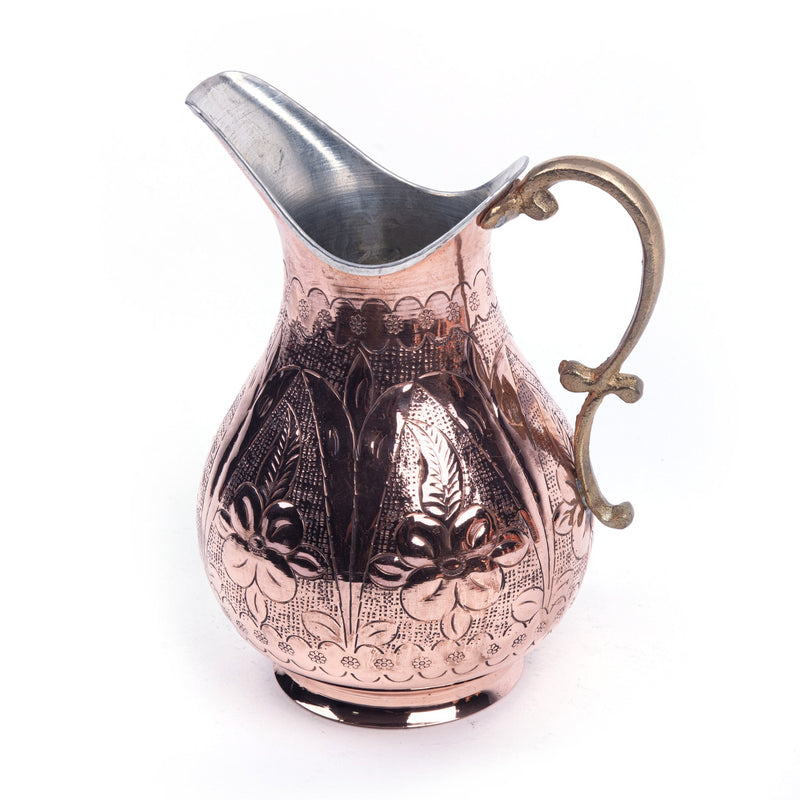 Engraved Embossed Handmade Copper Pitcher - Turkish Gift Buy