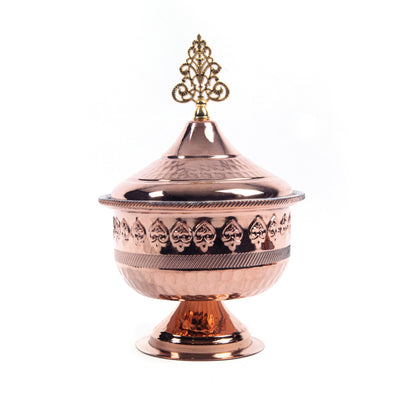 Engraved Oriental Footed Copper Sugar Bowl - Turkish Gift Buy