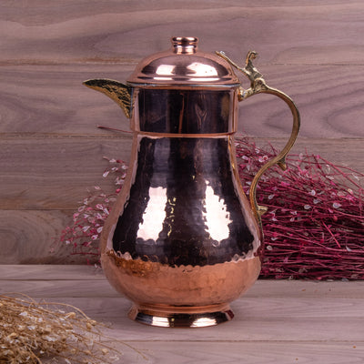 Hammered Copper Pitcher With Lid - Turkish Gift Buy