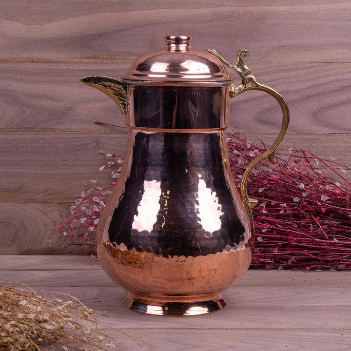 Handcrafted deals Copper Jug Forged Hammer With Natural Stone,Turkish Copper Jug for Kitchen |