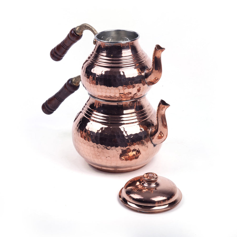 Traditional Turkish Copper Teapot With Wooden Handle, Copper Kettle ,Engraved Copper, Handmade Copper Tea store Pot , white copper teapot