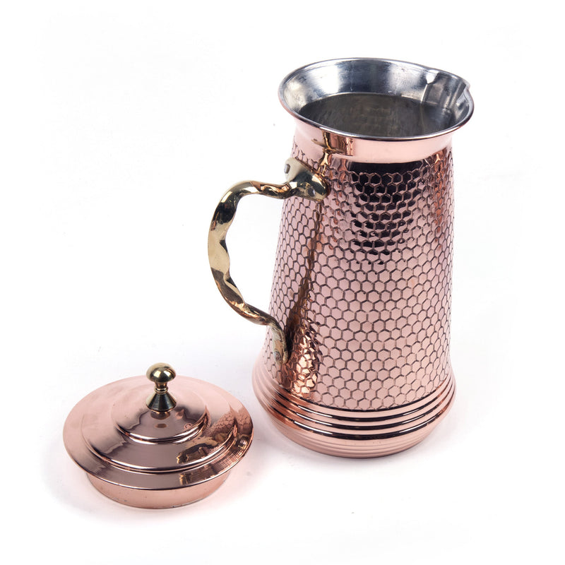 Hammered Honeycomb Copper Pitcher - Turkish Gift Buy
