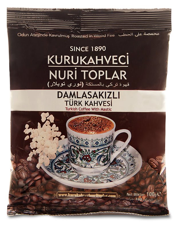 KuruKahveci Nuri Toplar Turkish Coffee With Mastic Gum, 20 Packs - 3.53oz - Turkish Gift Buy