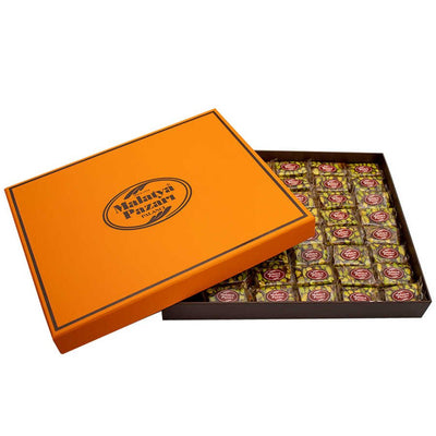 Malatya Pazari Pistachio Turkish Delight Orange Box - 38.80oz - Turkish Gift Buy