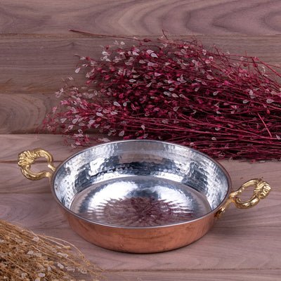 Traditional Hammered Copper Pan - 20cm - Turkish Gift Buy