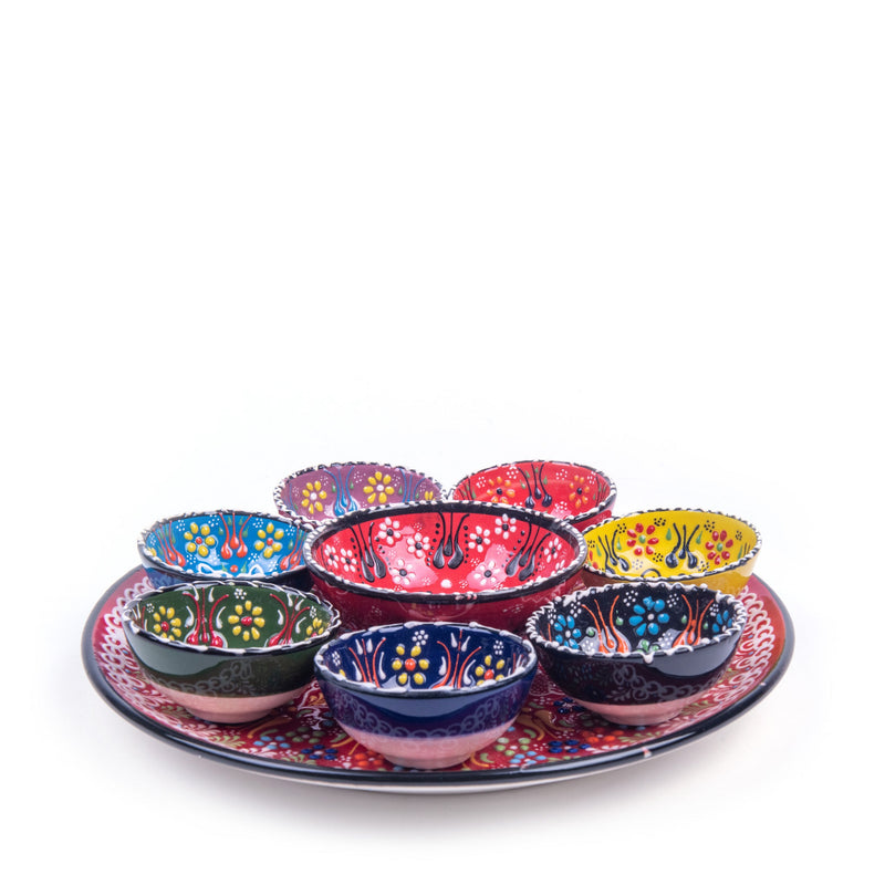 Turkish Ceramic Handmade Bowl Set Of Eight With Plate - Turkish Gift Buy