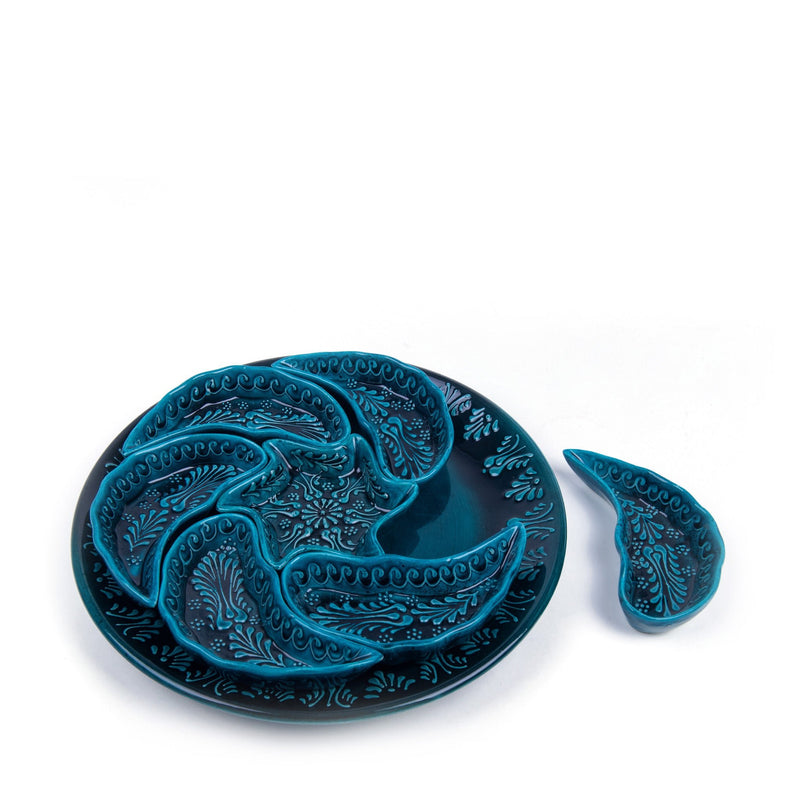 Turkish Ceramic Handmade Breakfast Set Turquoise - 35 cm (14") - Turkish Gift Buy
