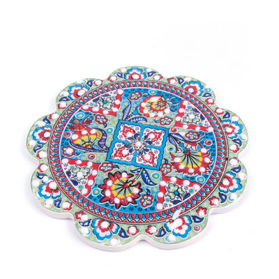 Turkish Ceramic Handmade Embossed Coaster - Turkish Gift Buy