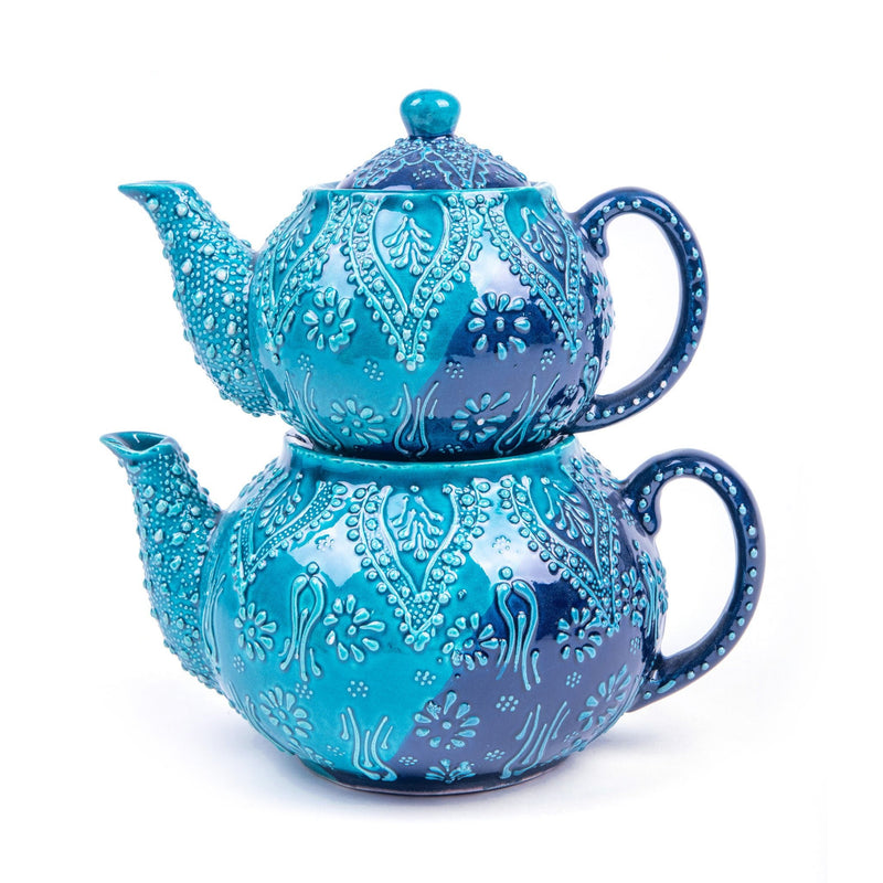 Turkish Ceramic Handmade Embossed Tea Pot - Turkish Gift Buy
