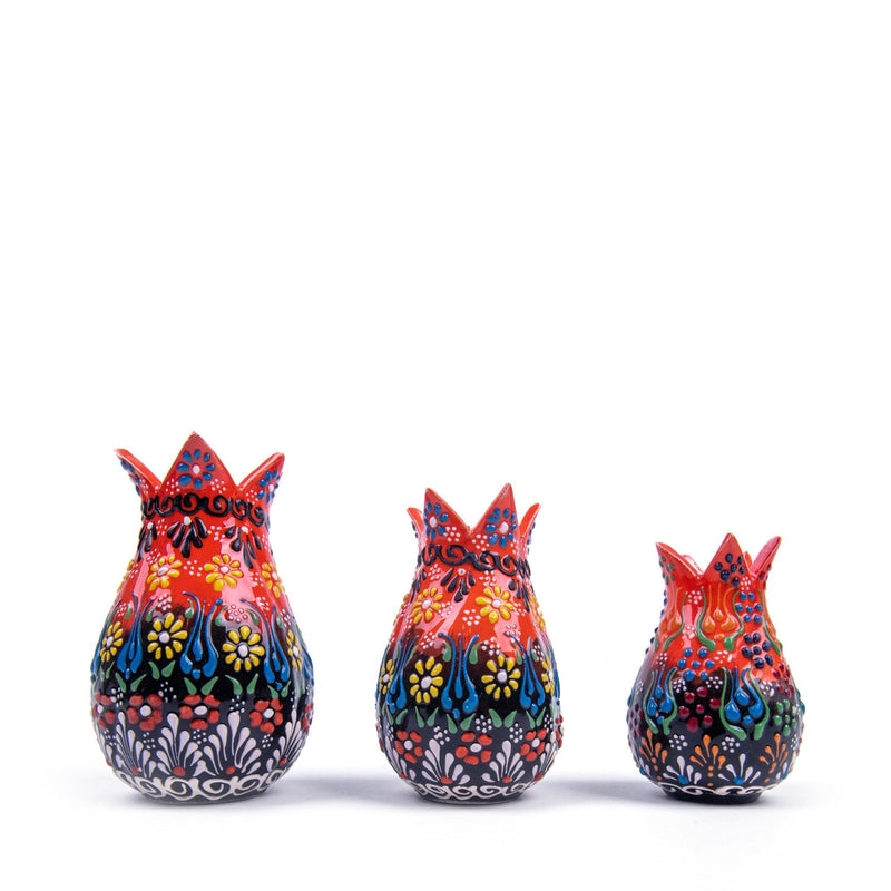 Turkish Ceramic Handmade Embossed Tulip Set Of Three - Turkish Gift Buy