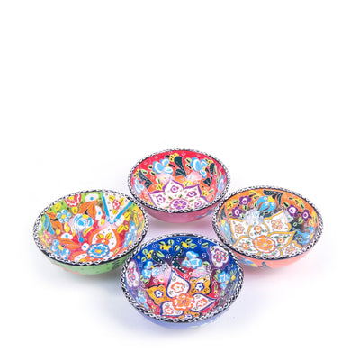 Turkish Ceramic Handmade Flat Bowl Set Of Four - 12 cm (4.8'') - Turkish Gift Buy