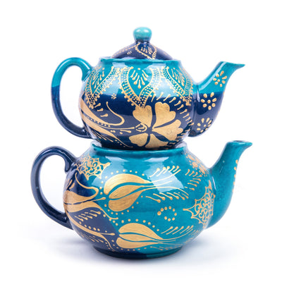 Turkish Ceramic Handmade Gold Design Tea Pot - Turkish Gift Buy