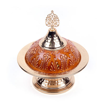 Turkish Ceramic Handmade Gold Sugar Bowl - Caramel - Turkish Gift Buy