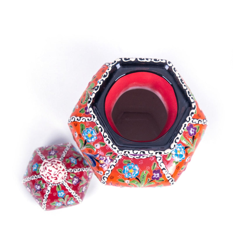 Turkish Ceramic Handmade Hexagon Cube Vase - 30 cm (12&