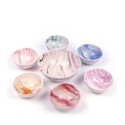 Turkish Ceramic Handmade Marbled Bowl Set Of Seven - Turkish Gift Buy
