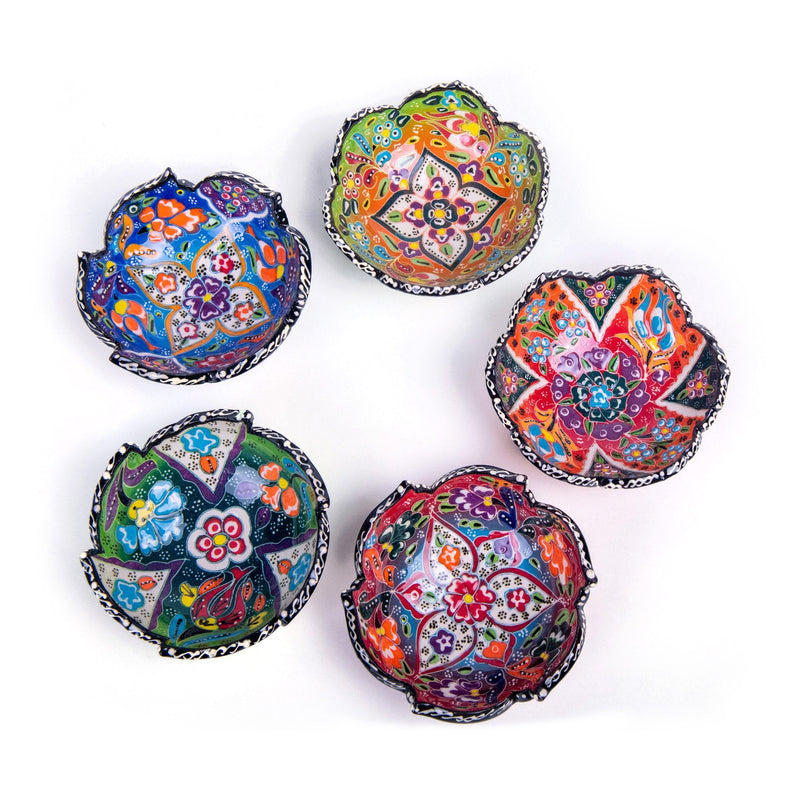 Turkish Ceramic Handmade Relief Bowl Set Of Five - 12 cm (4.8&