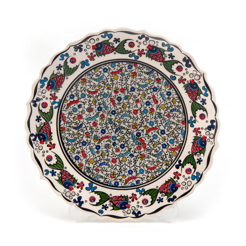 Turkish Ceramic Handmade Round Plate - 25 cm (10") - Turkish Gift Buy