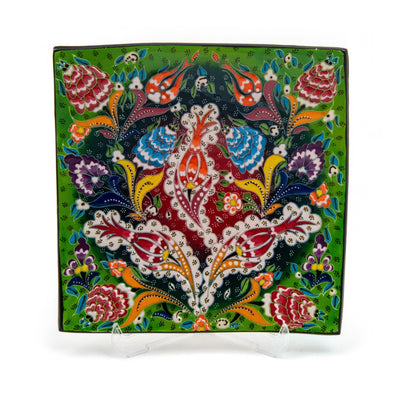Turkish Ceramic Handmade Square Plate - 23 cm (9.2") - Turkish Gift Buy