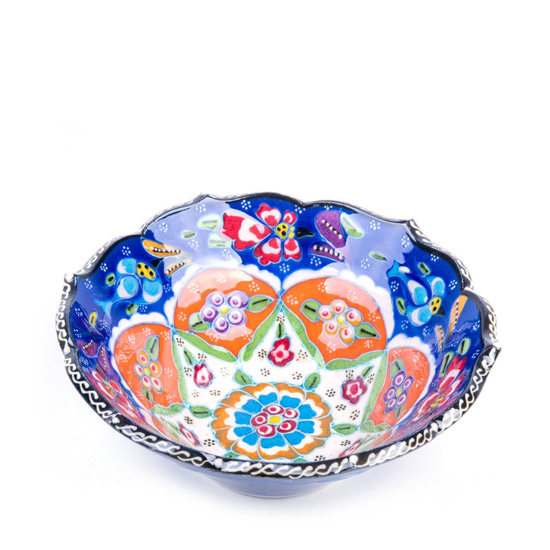 Turkish Ceramic Handmade V Relief Bowl - 16 cm (6.4&