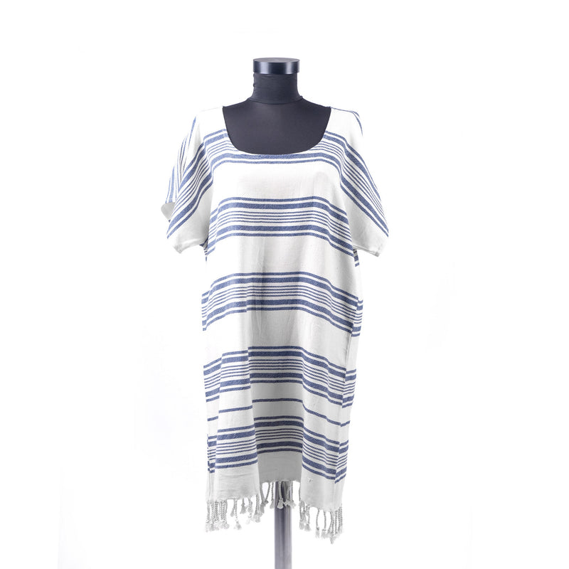 Turkish Towel, Beach Dress With Striped, Blue - Turkish Gift Buy