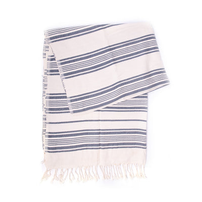 Turkish Towel, Black & White Striped Peshtemal, Black - Turkish Gift Buy