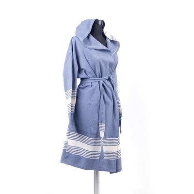 Turkish Towel, Hooded Bathrobe, Blue - Turkish Gift Buy
